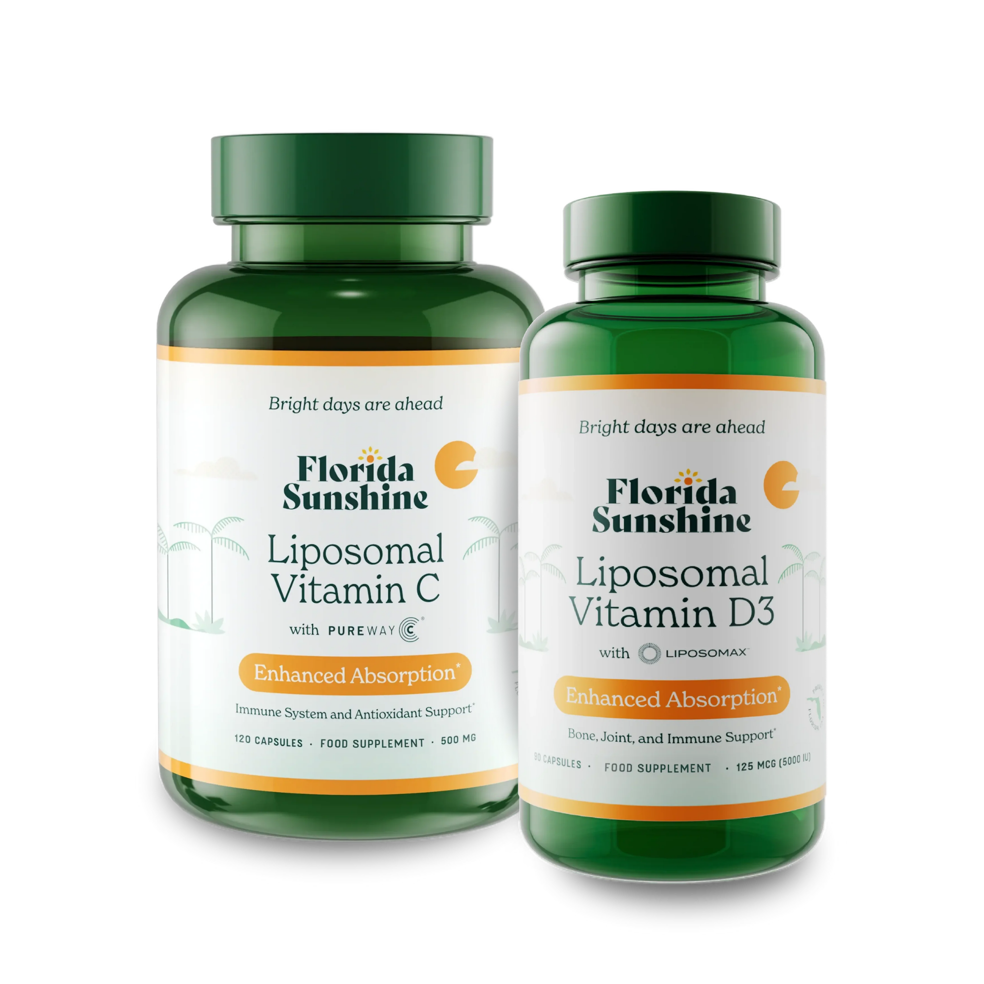 Liposomal Vitamin C (120 Capsules, 500mg) and D3 (90 Capsules, 150mcg) Bundle - Florida Sunshine Vitamins